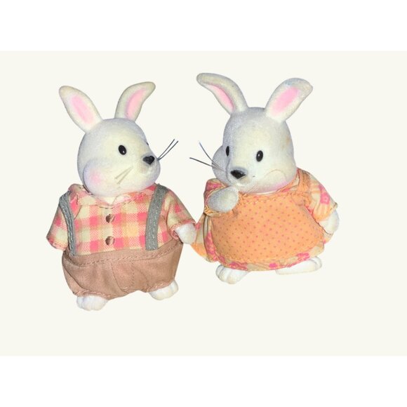 Lil Woodzeez Bunny Rabbit Couple Figurine Set - Picture 1 of 11